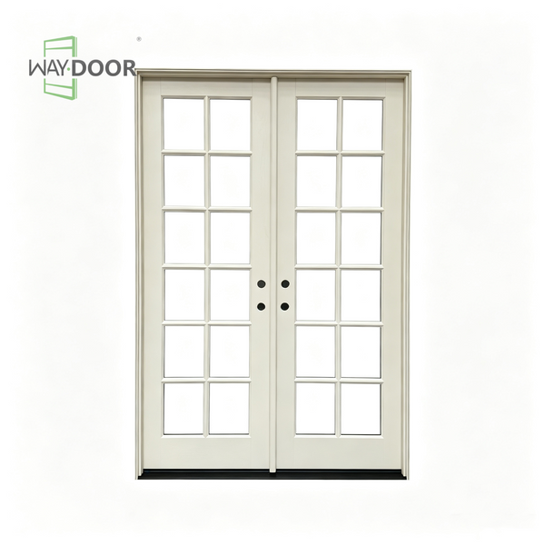 Cream Double French Door with Divided Lite Glass