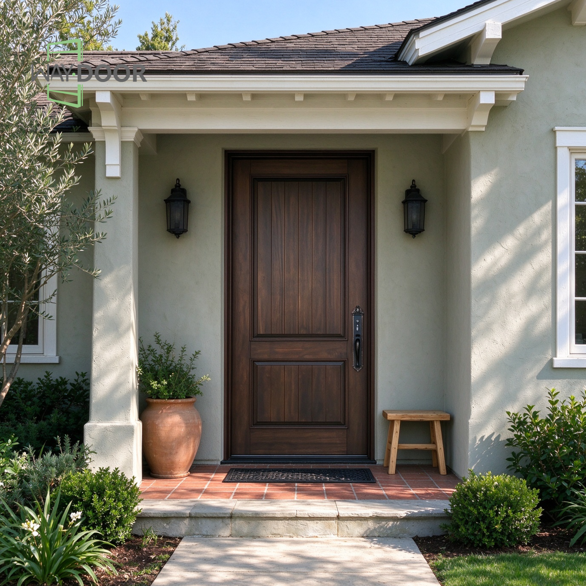Dark Brown Craftsman Solid Wood Hinged Entry Door