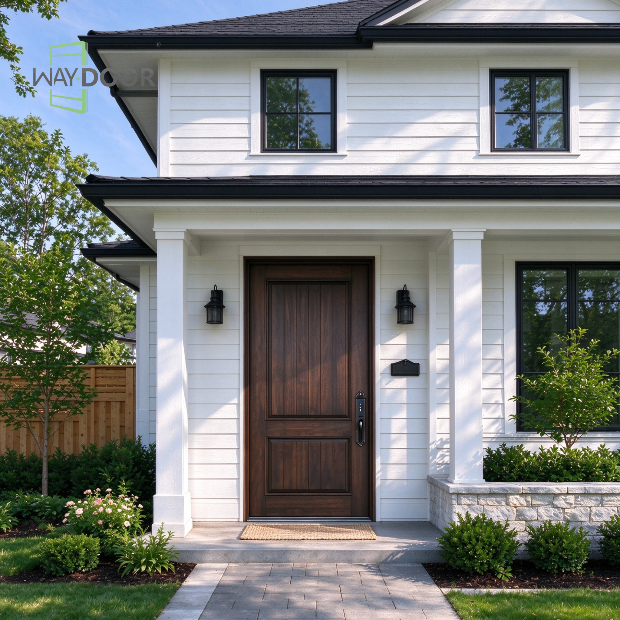 Dark Brown Craftsman Solid Wood Hinged Entry Door