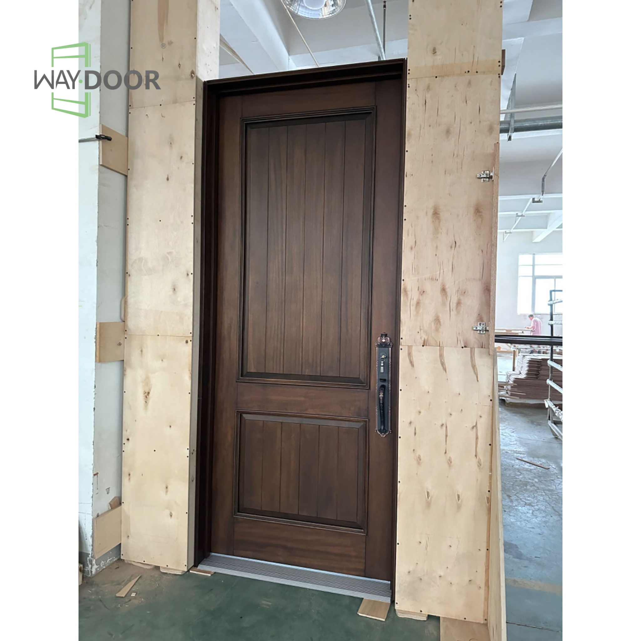 Dark Brown Craftsman Solid Wood Hinged Entry Door