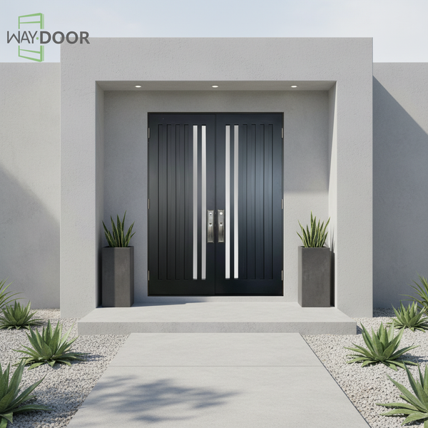 Contemporary Solid Wood Double Door