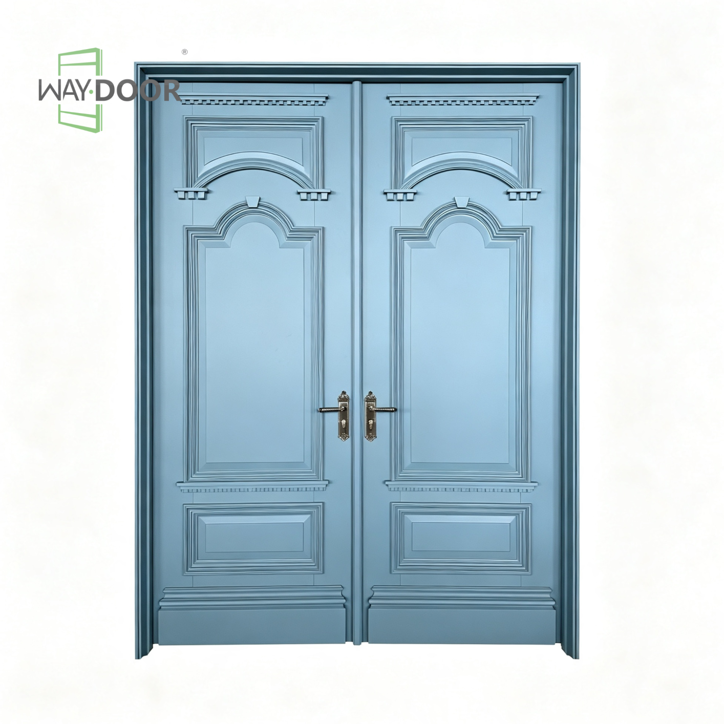 Double Raised‑Panel Solid Wood Exterior Entry Door