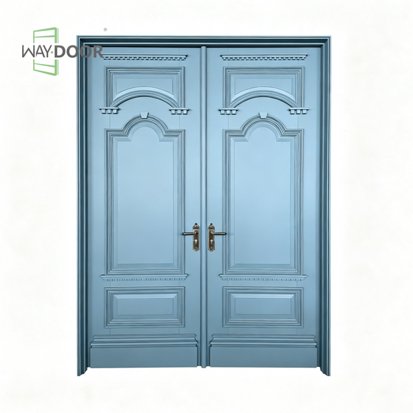 Double Raised‑Panel Solid Wood Exterior Entry Door