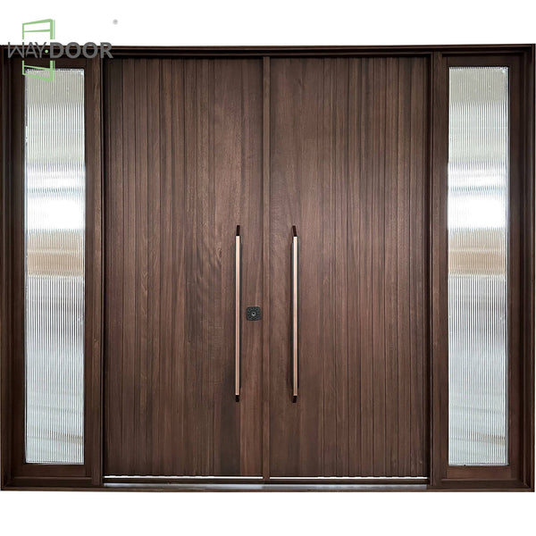 Modern Solid Red Oak Double Sidelites Door
