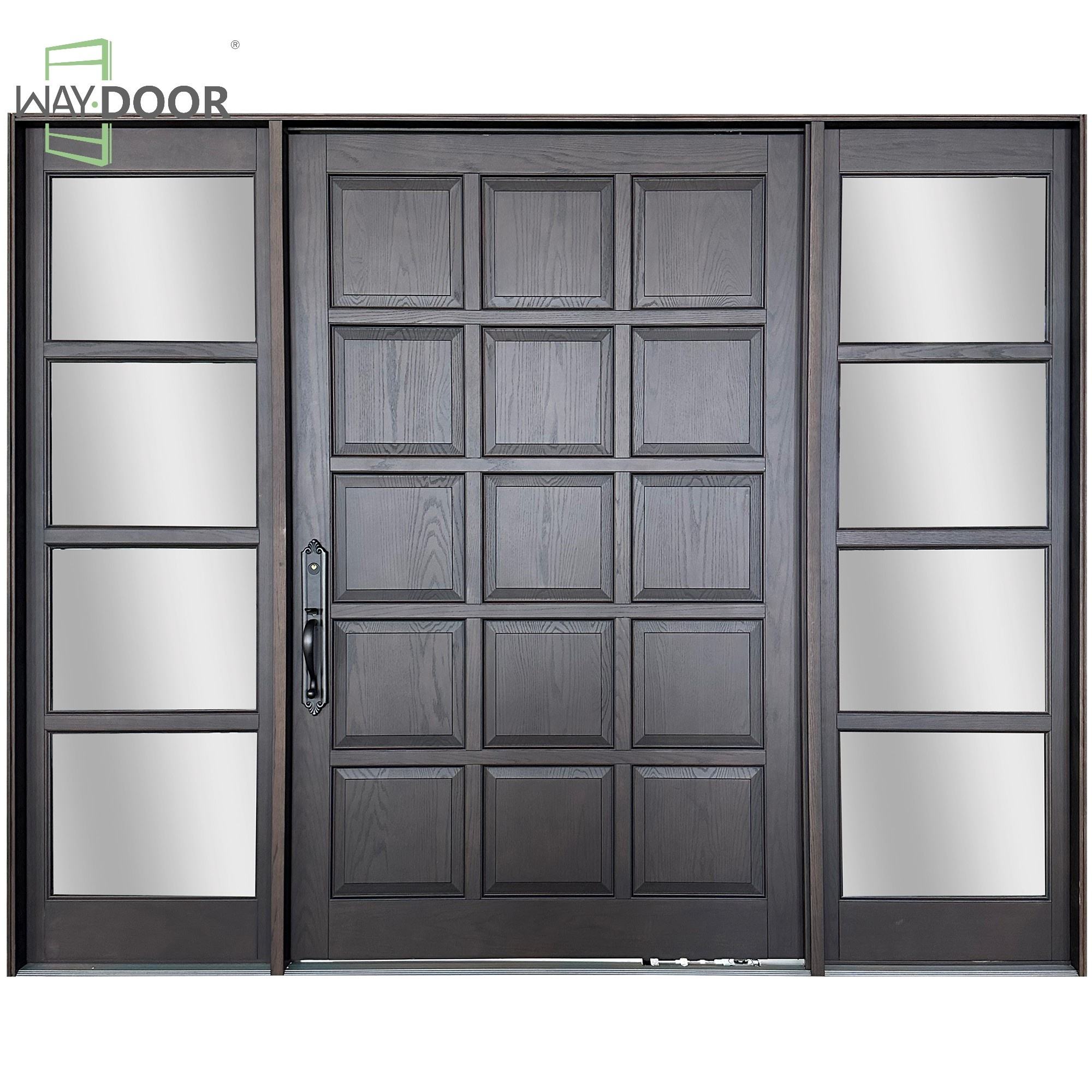 Contemporary Solid Wood Entry Door with Glass & Sidelights
