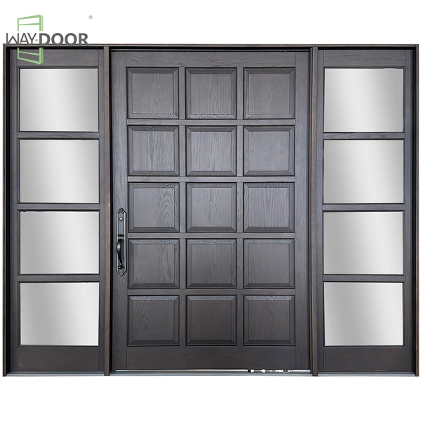 Contemporary Solid Wood Entry Door with Glass & Sidelights