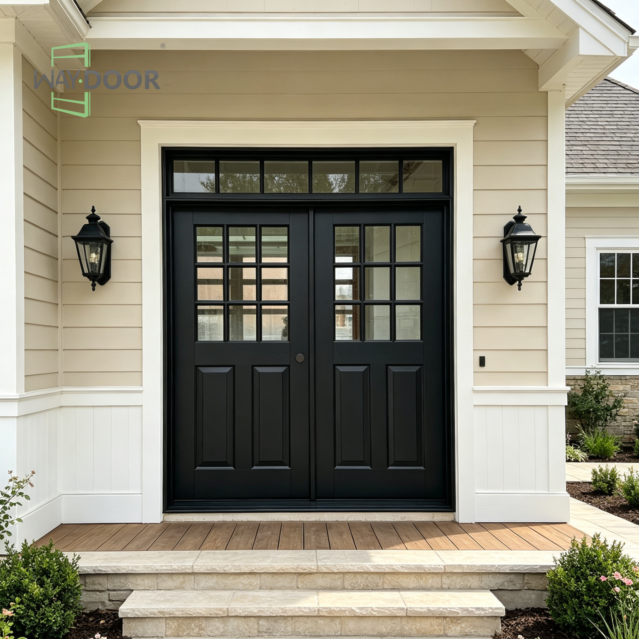 Exterior Double Hinged Solid Wood Front Door