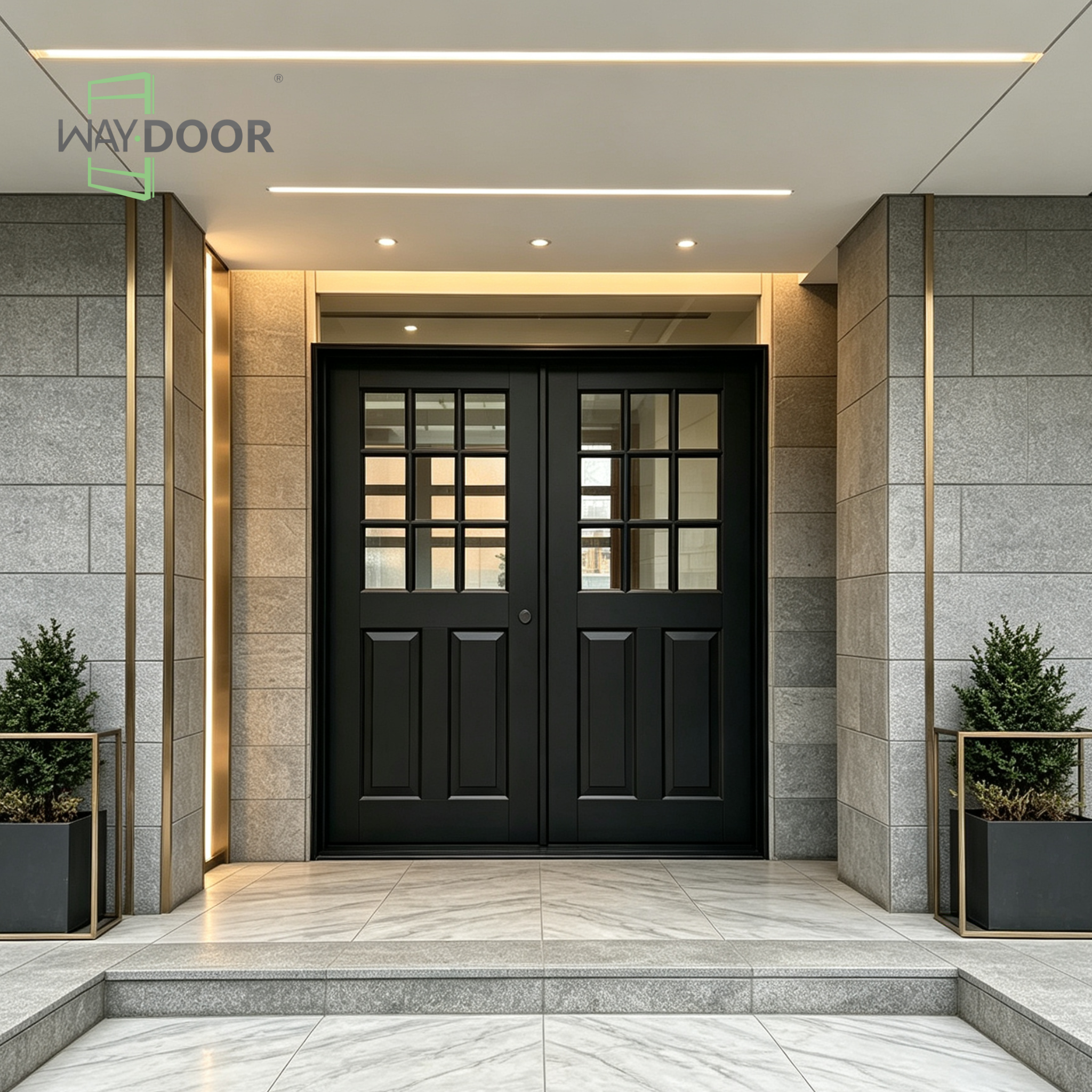 Exterior Double Hinged Solid Wood Front Door