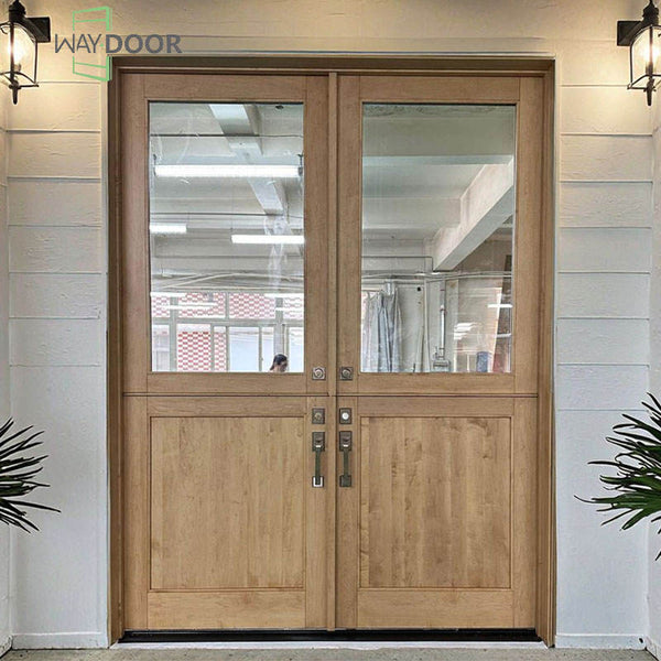 Modern Solid Wood Dutch Exterior Door with Glass Panels