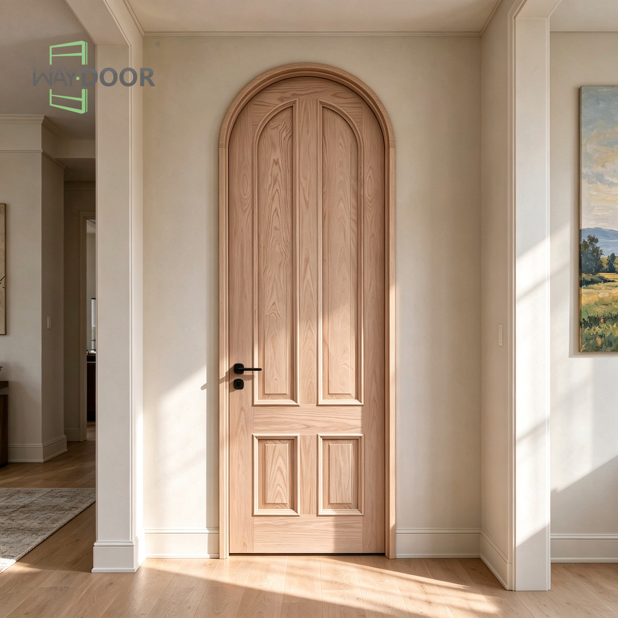 French Arched Raised-Panel Solid Wood Interior Door