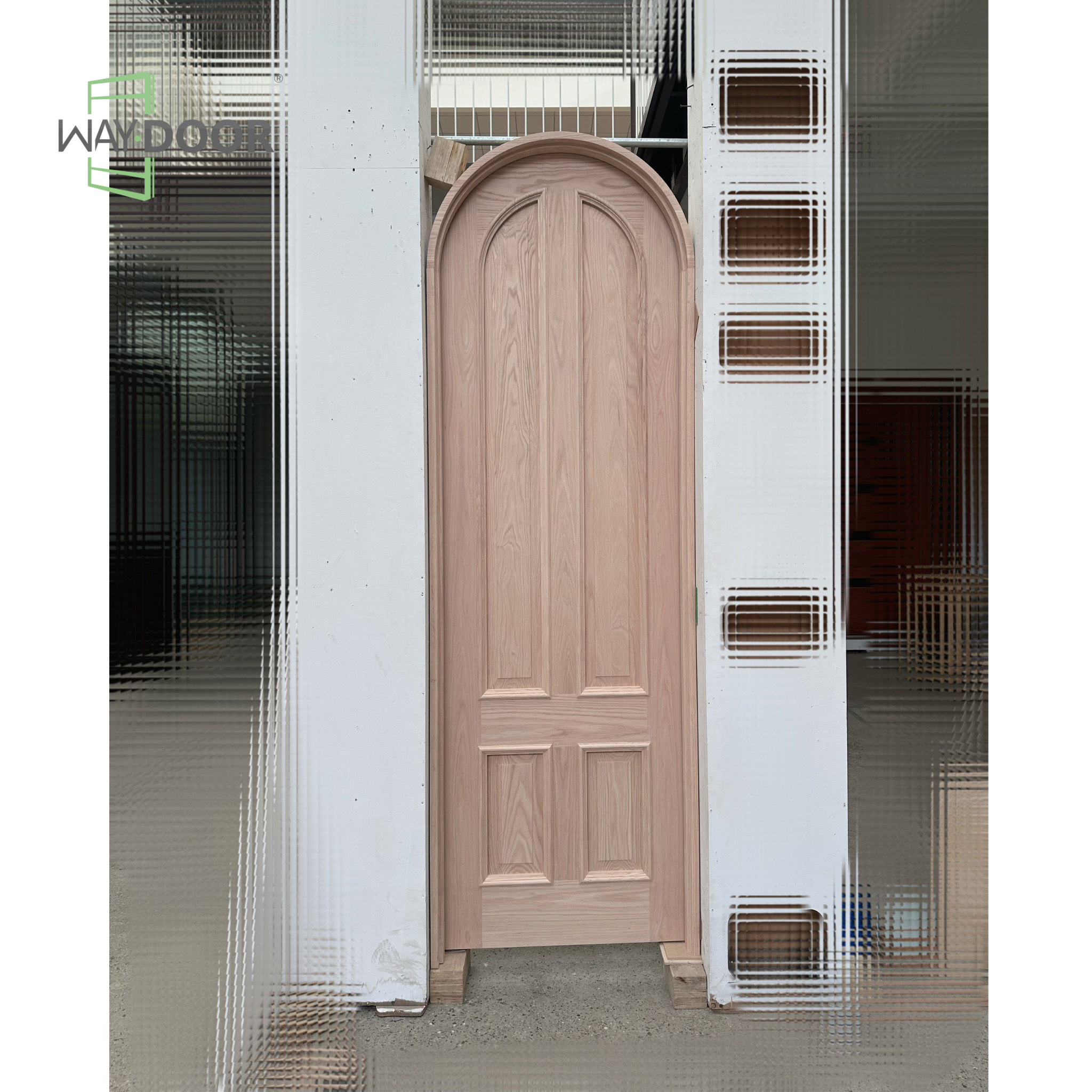 French Arched Raised-Panel Solid Wood Interior Door
