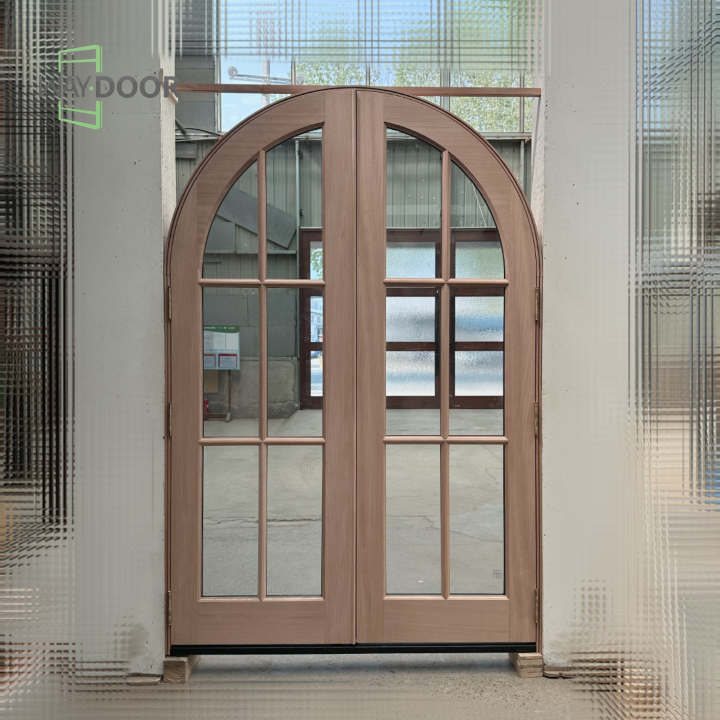 French Arched Solid Wood Double Exterior Door