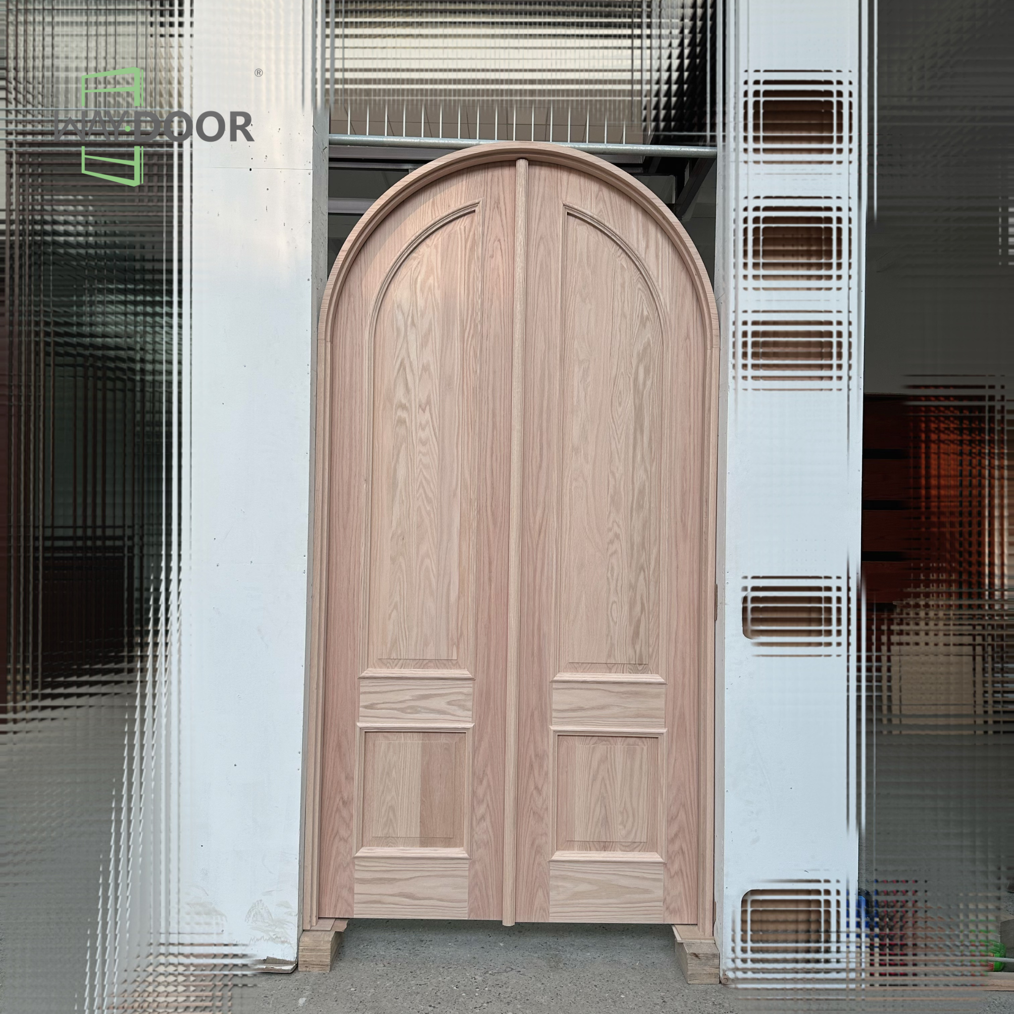 French Arched Solid Wood Double Exterior Door