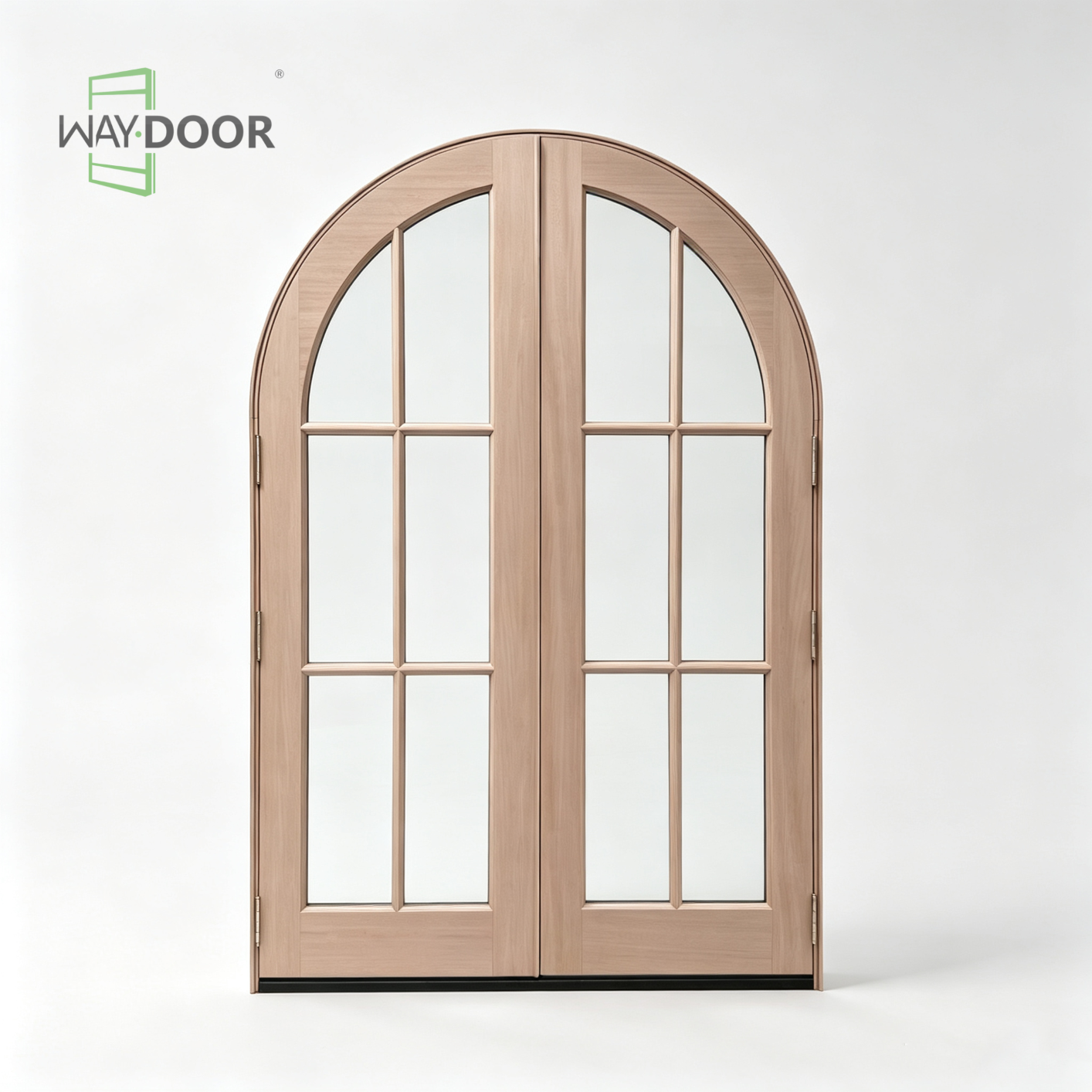 French Arched Solid Wood Double Exterior Door