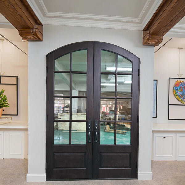 French Arched Wood Double Door