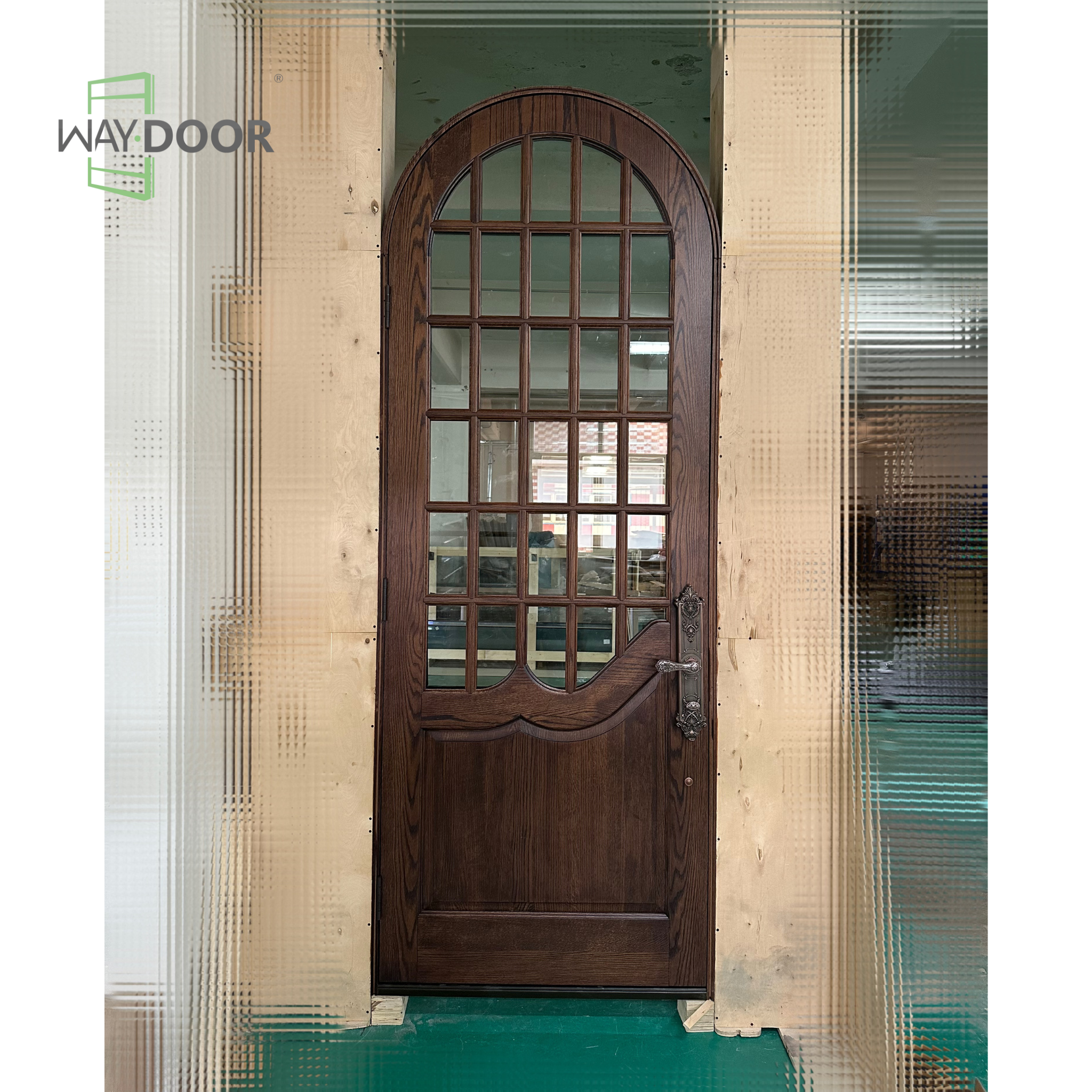 French Country Arched Solid Wood Hinged Exterior Door