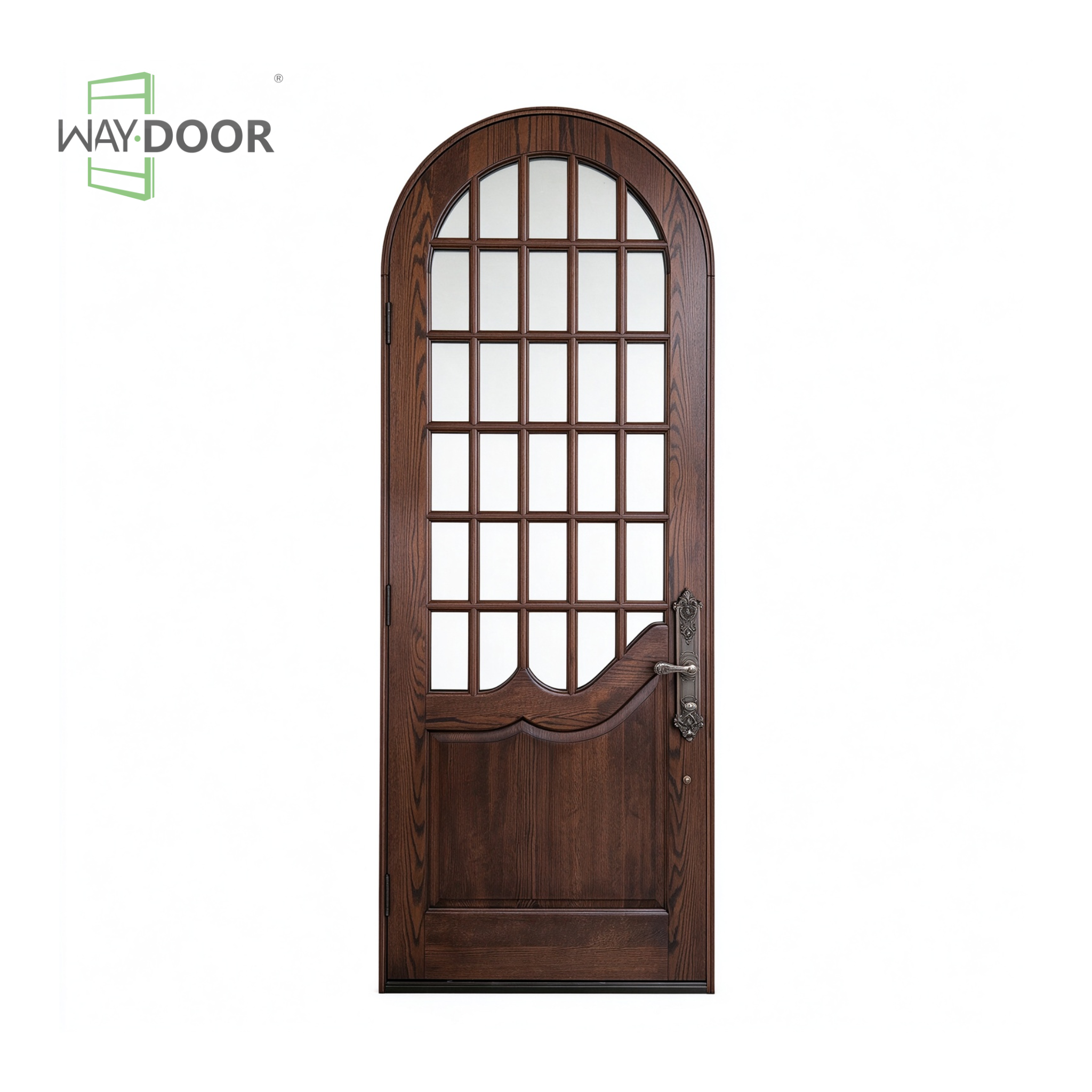 French Country Arched Solid Wood Hinged Exterior Door