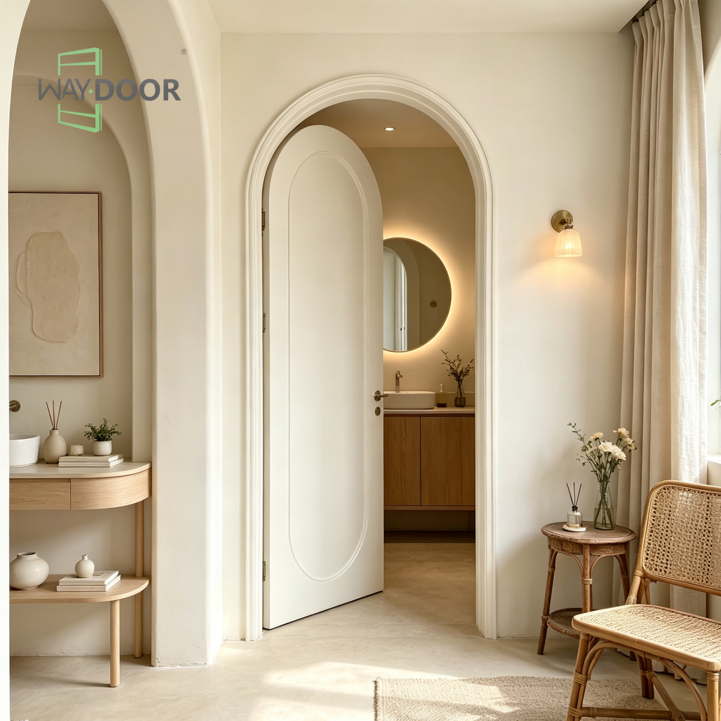 French Cream Shaker Arch Interior Door