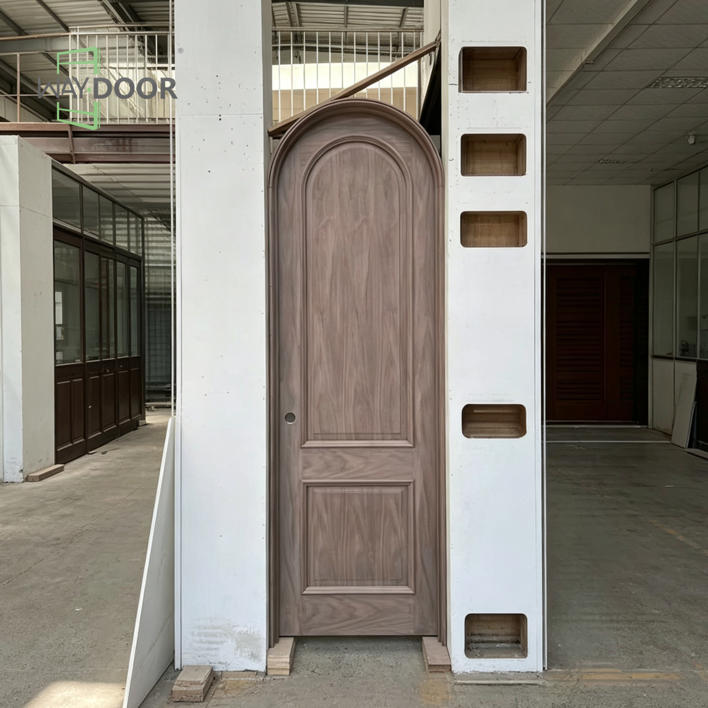 French Style Arched Top Solid Walnut Interior Door