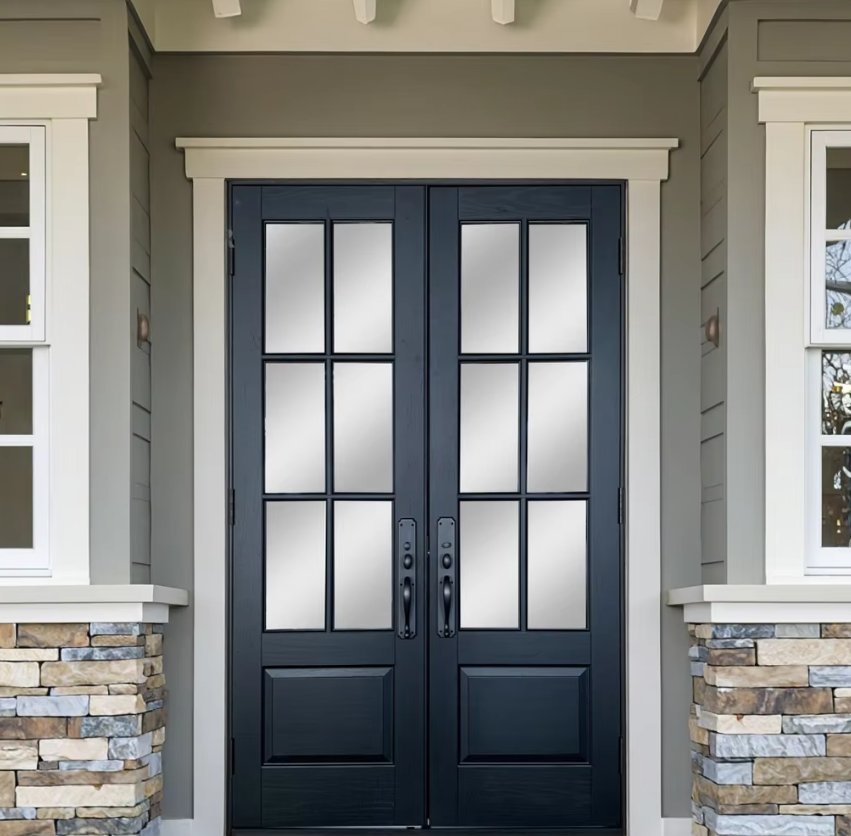 French Modern Solid Wood Double Front Doors