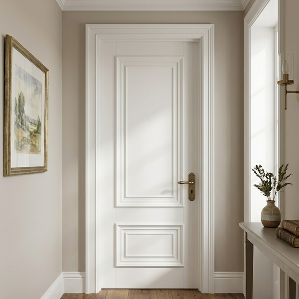White Painted Solid Pine Wood Interior Door