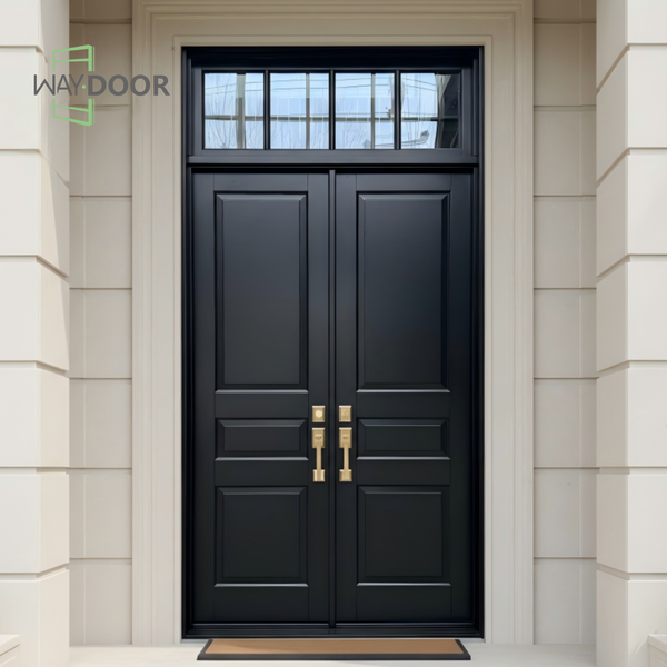 Custom Solid Wood Front Door with Glass Transom