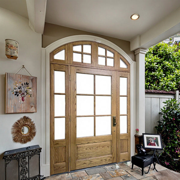 Luxury Red Oak Front Entry with Sidelights