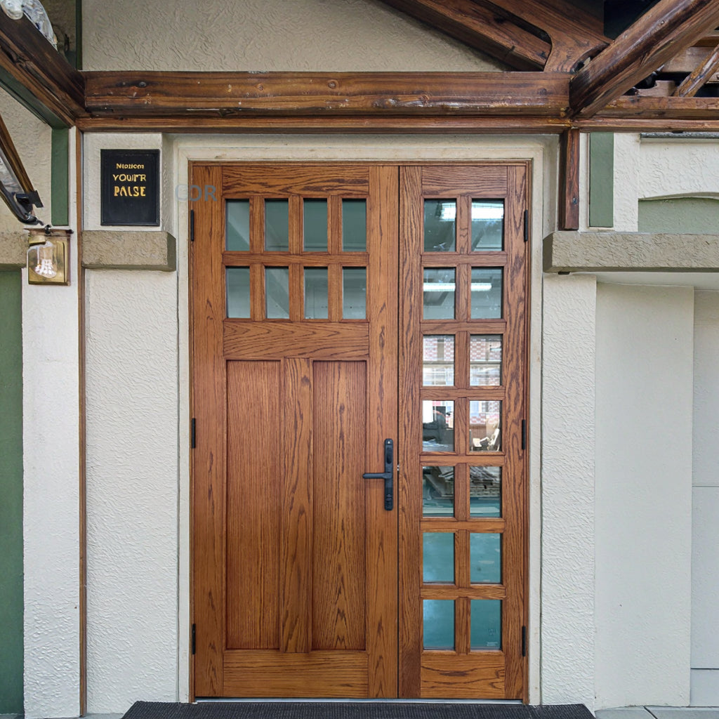 Modern Solid Wood Entry Door with Glass Inserts