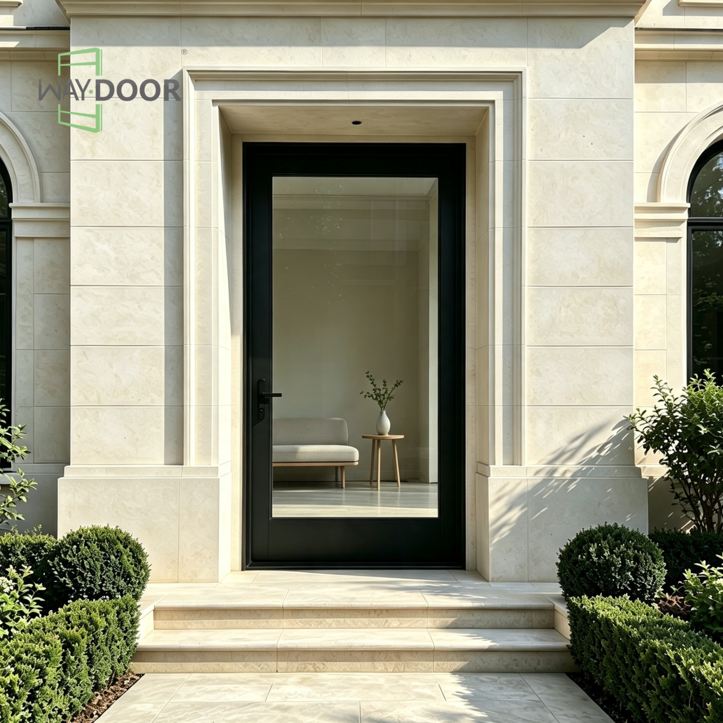 Full Glass Black Aluminium Swing Entry Door