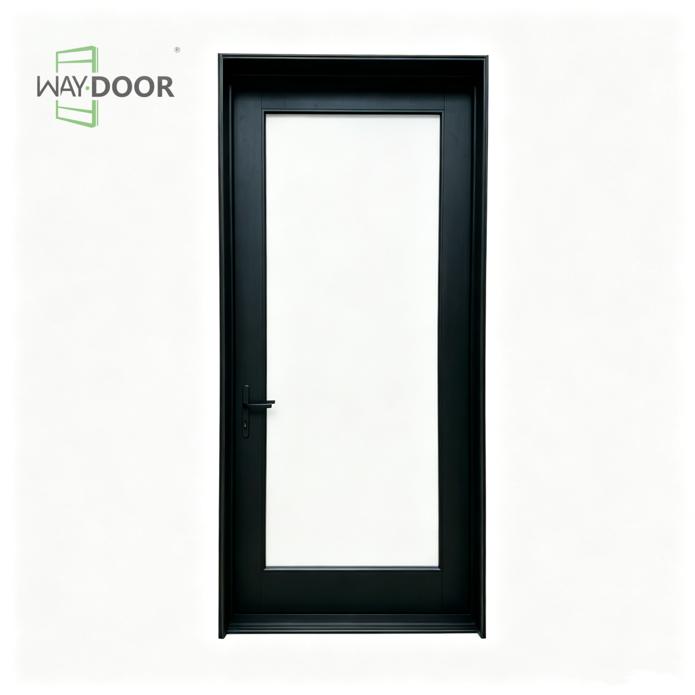 Full Glass Black Aluminium Swing Entry Door
