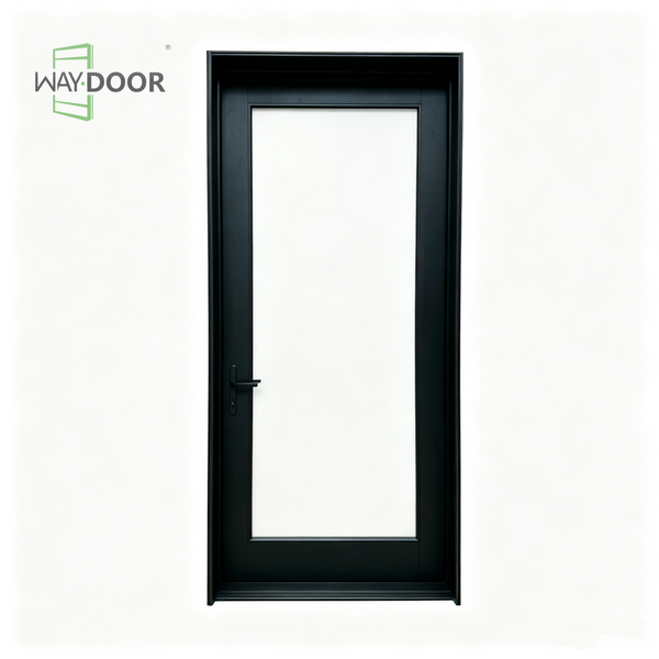 Full Glass Black Aluminium Swing Entry Door