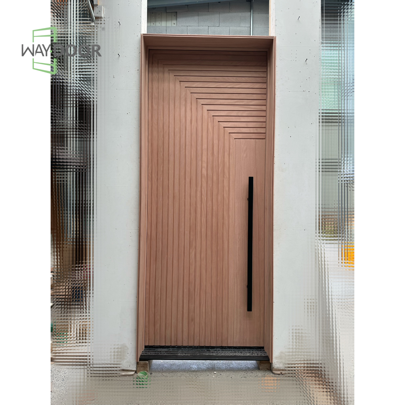 Geometric Flute Solid Wood Entry Door