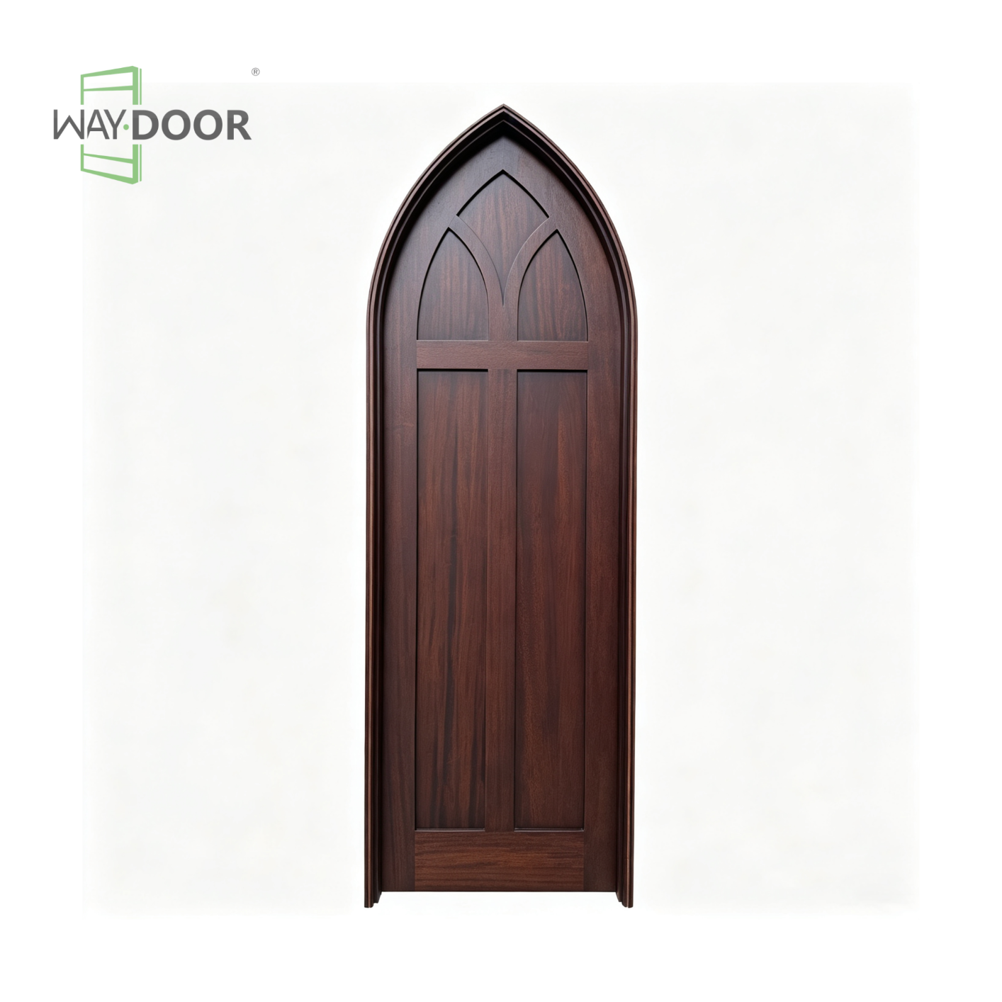 Gothic Pointed Arch Solid Wood Hinged Entry Door