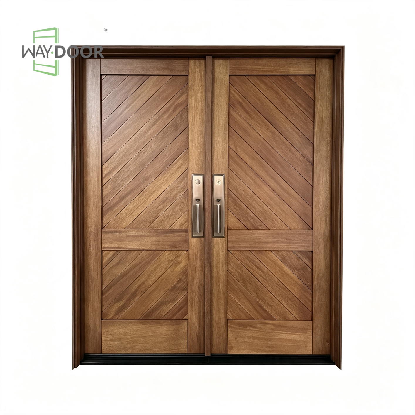 Herringbone Solid Wood Double Hinged Entry Door