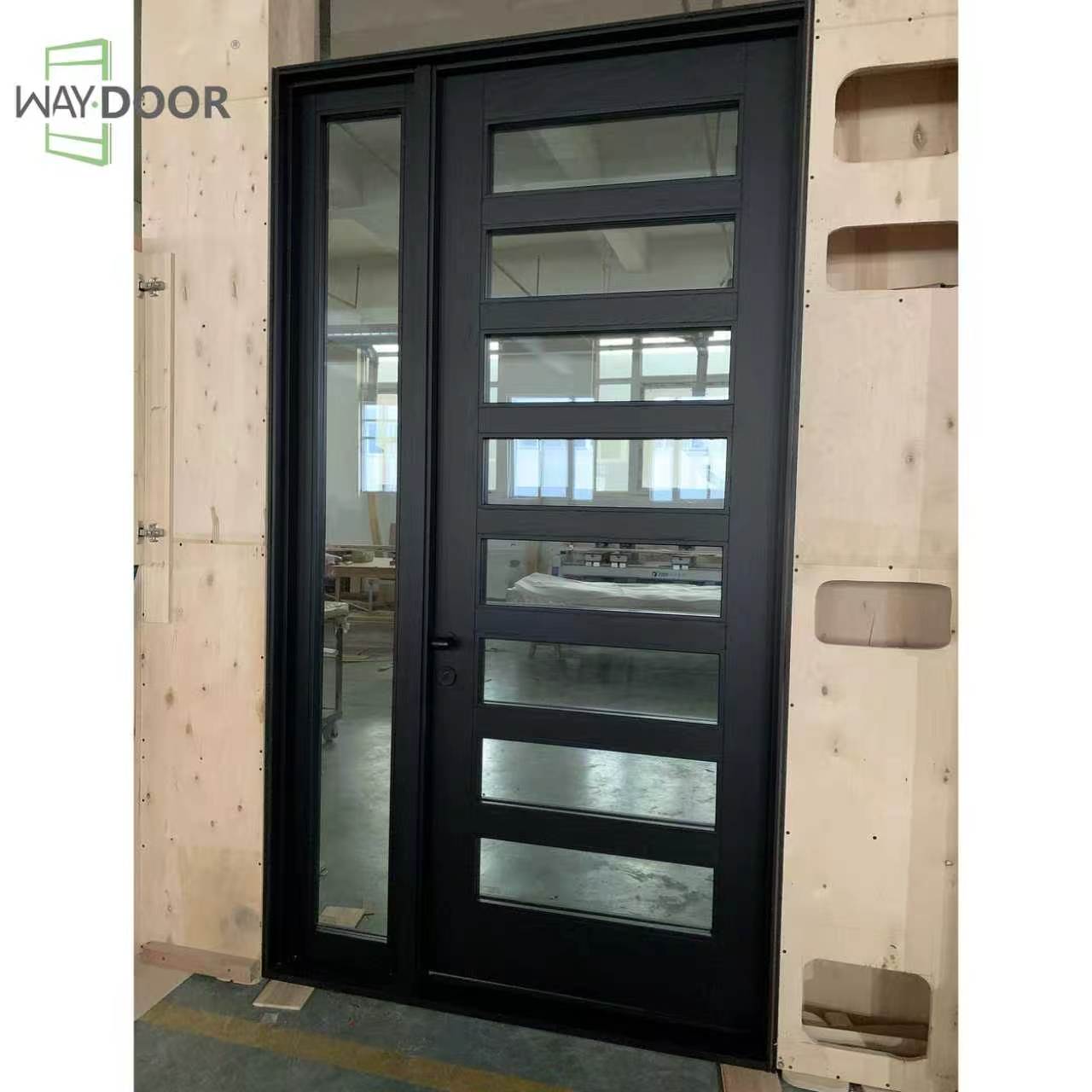 Horizon Solid Wood Hinged Entry Door with Sidelight