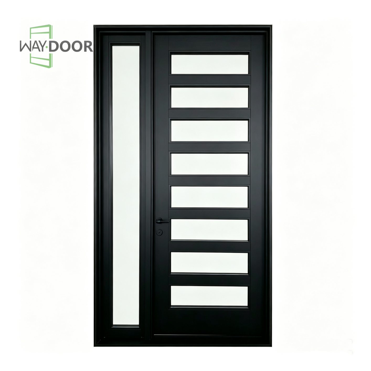 Horizon Solid Wood Hinged Entry Door with Sidelight