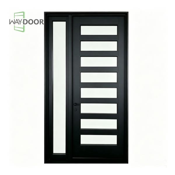 Horizon Solid Wood Hinged Entry Door with Sidelight