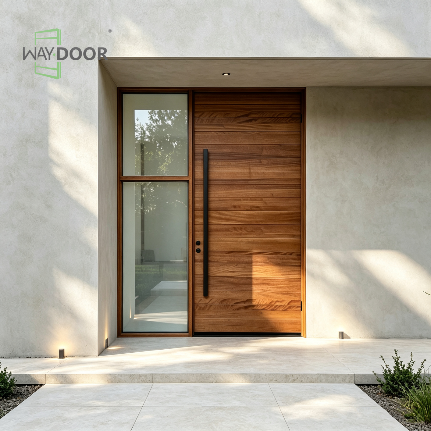 Horizon Solid Wood Pivot Entry Door with Sidelight