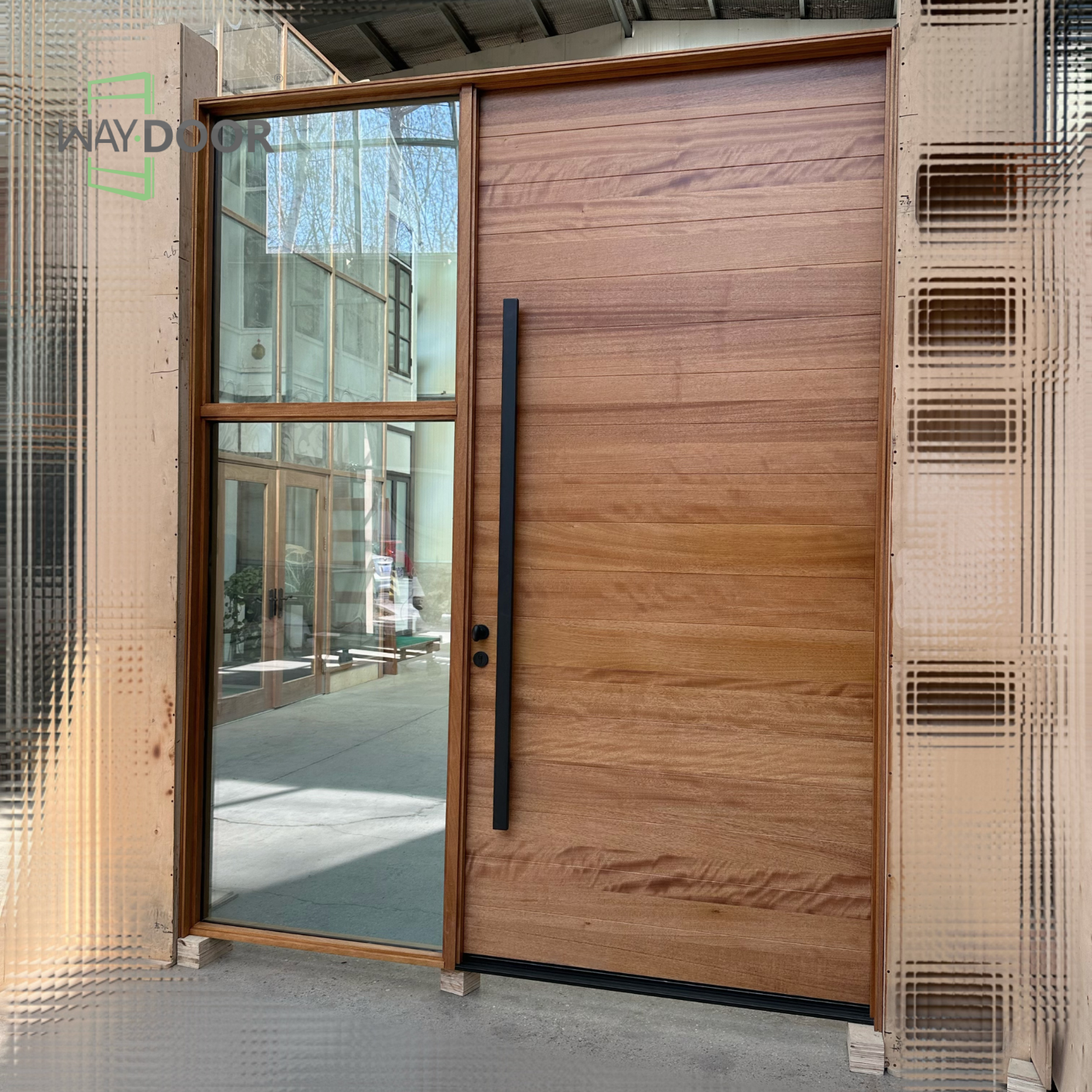 Horizon Solid Wood Pivot Entry Door with Sidelight