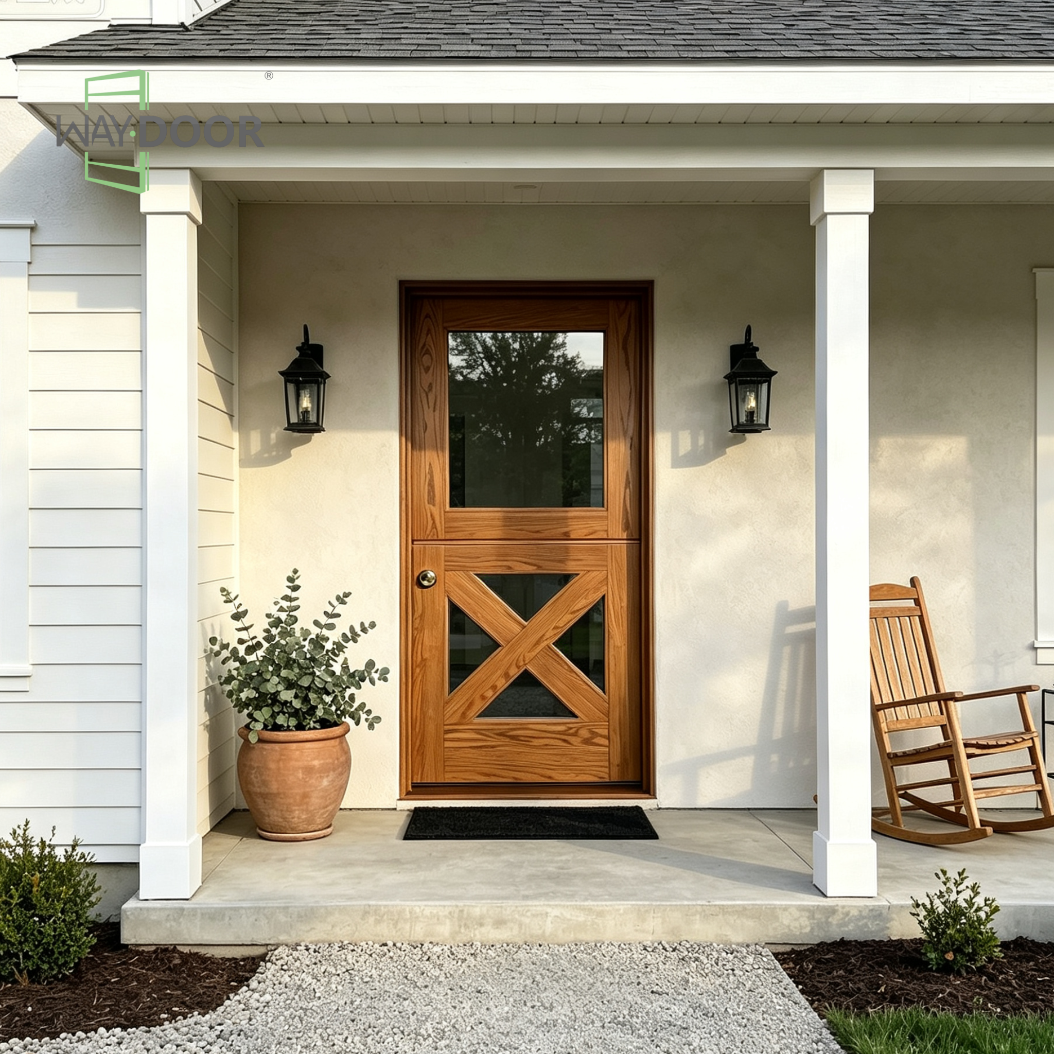 Light French Country X-Panel Dutch Oak Entry Door