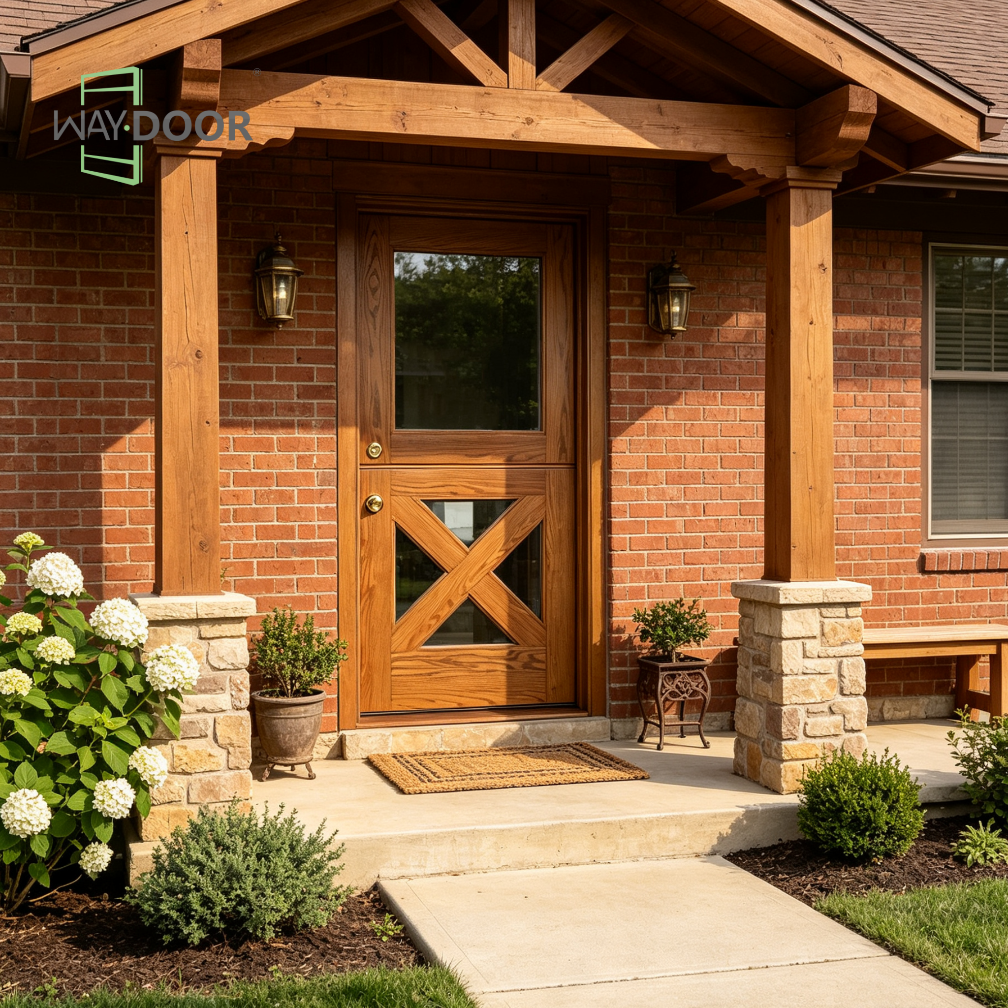 Light French Country X-Panel Dutch Oak Entry Door