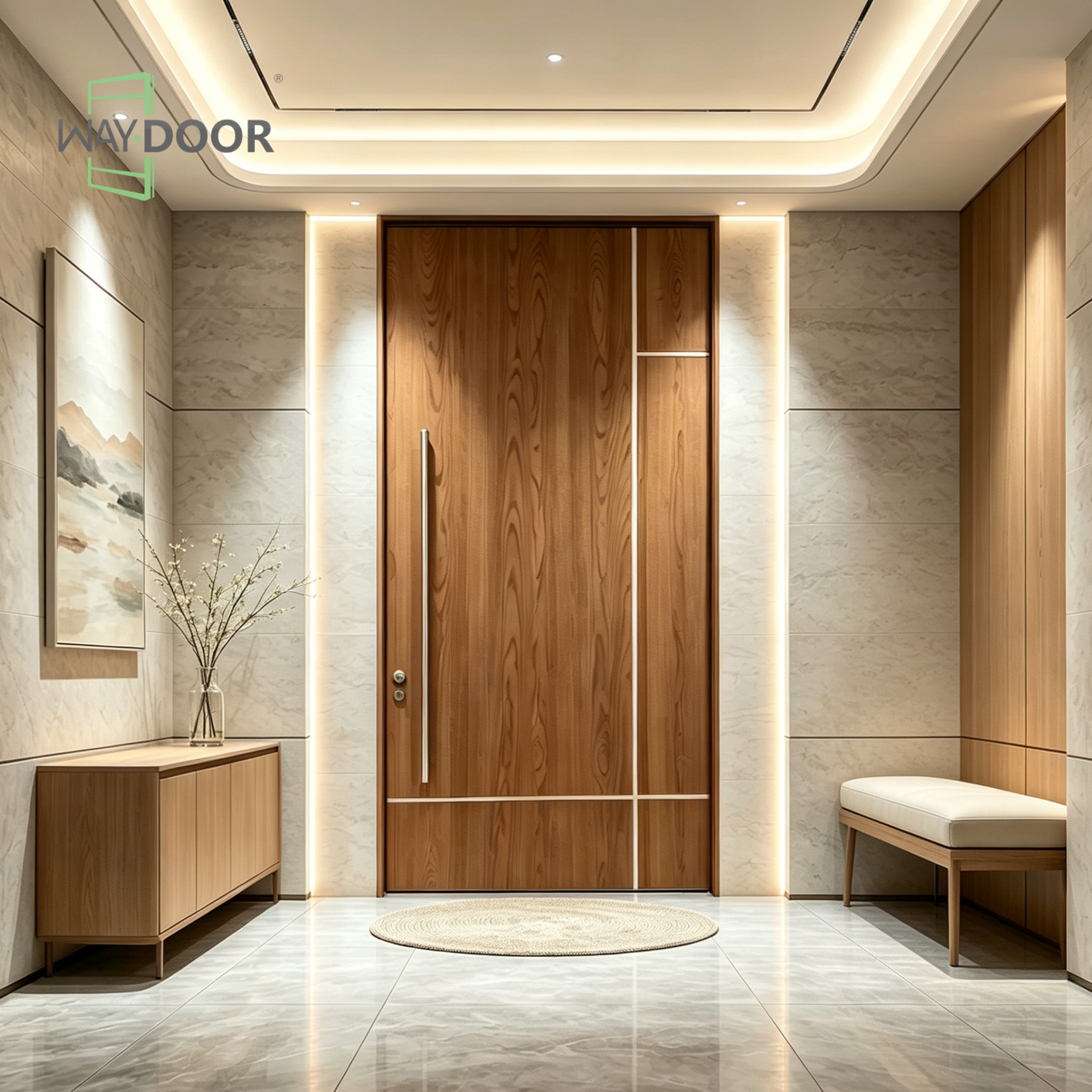 Linear Solid Wood Pivot Door
