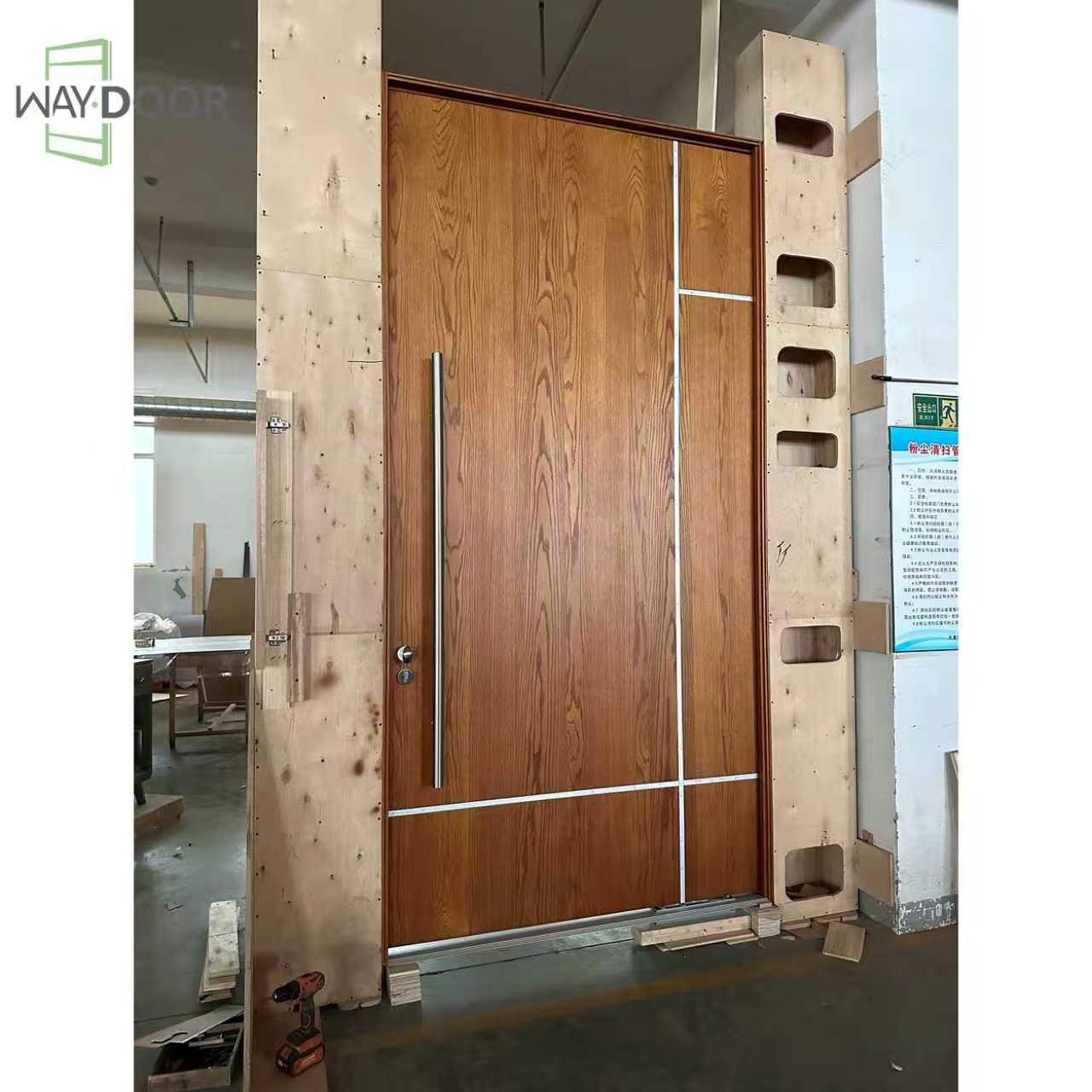 Linear Solid Wood Pivot Door