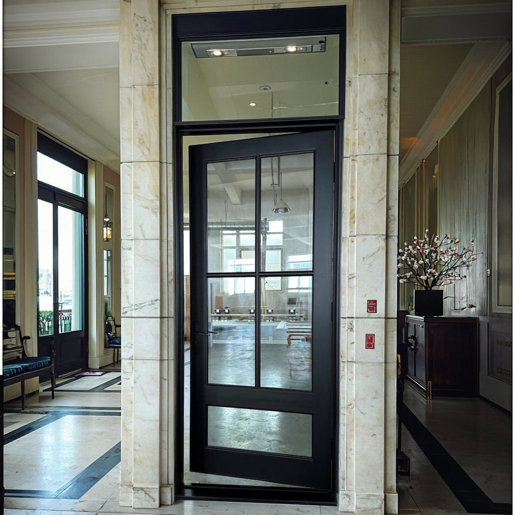 Modern Custom Oak & Mahogany Solid Wood Front Door with Glass