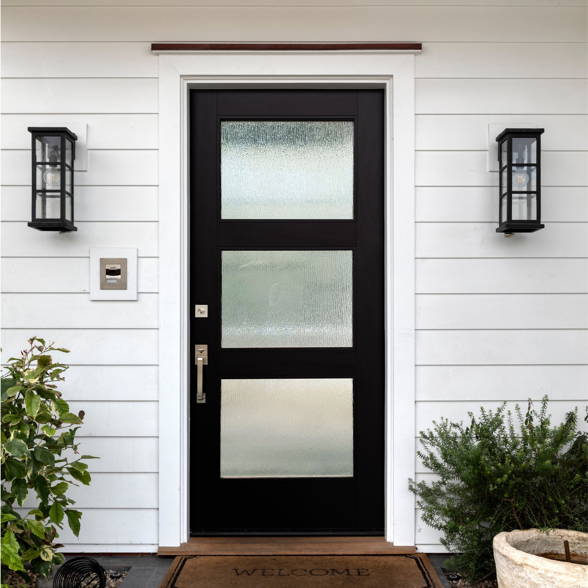 Modern Custom Oak & Mahogany Solid Wood Front Door with Glass
