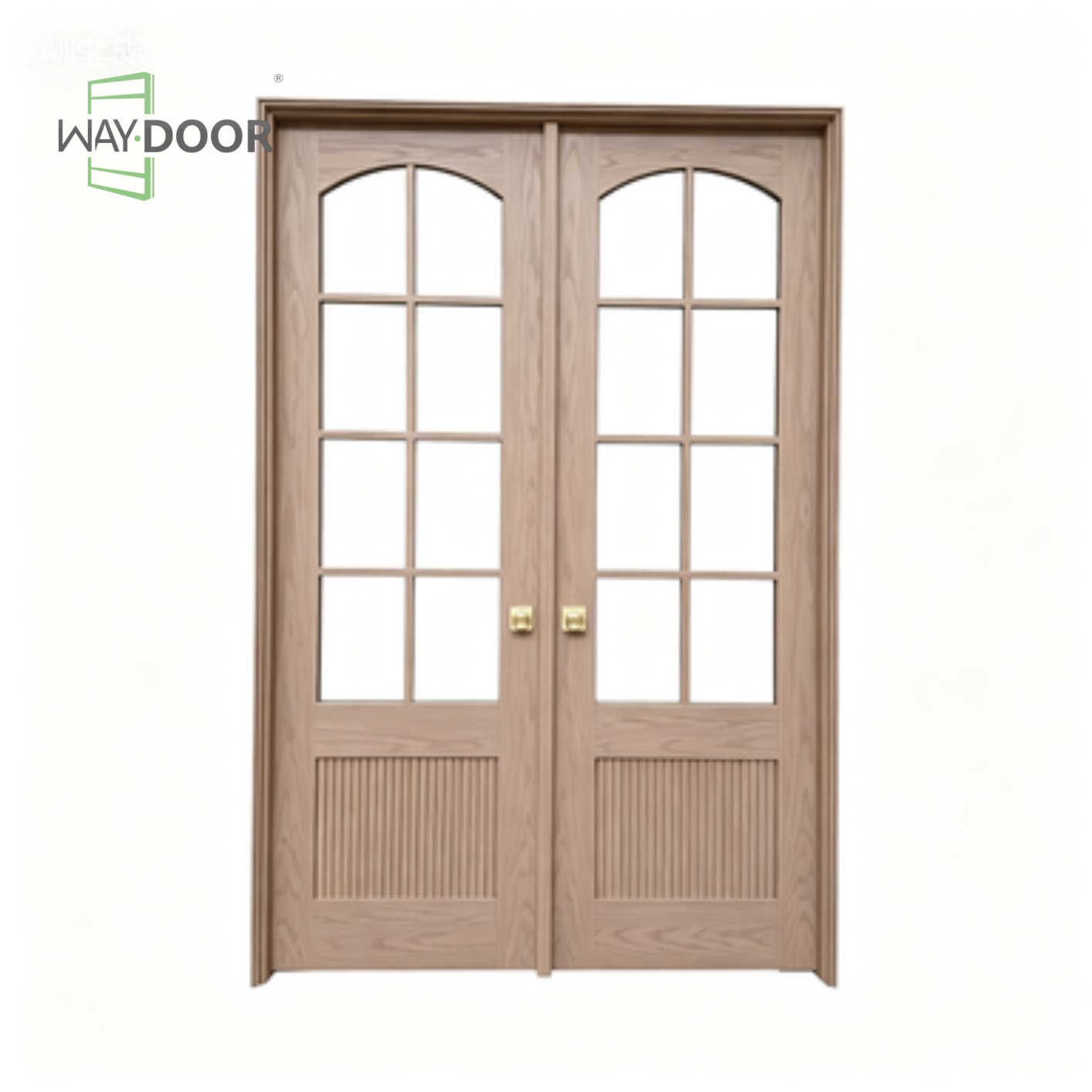 Mid-Century Fluted Arched Glass Double Interior Door