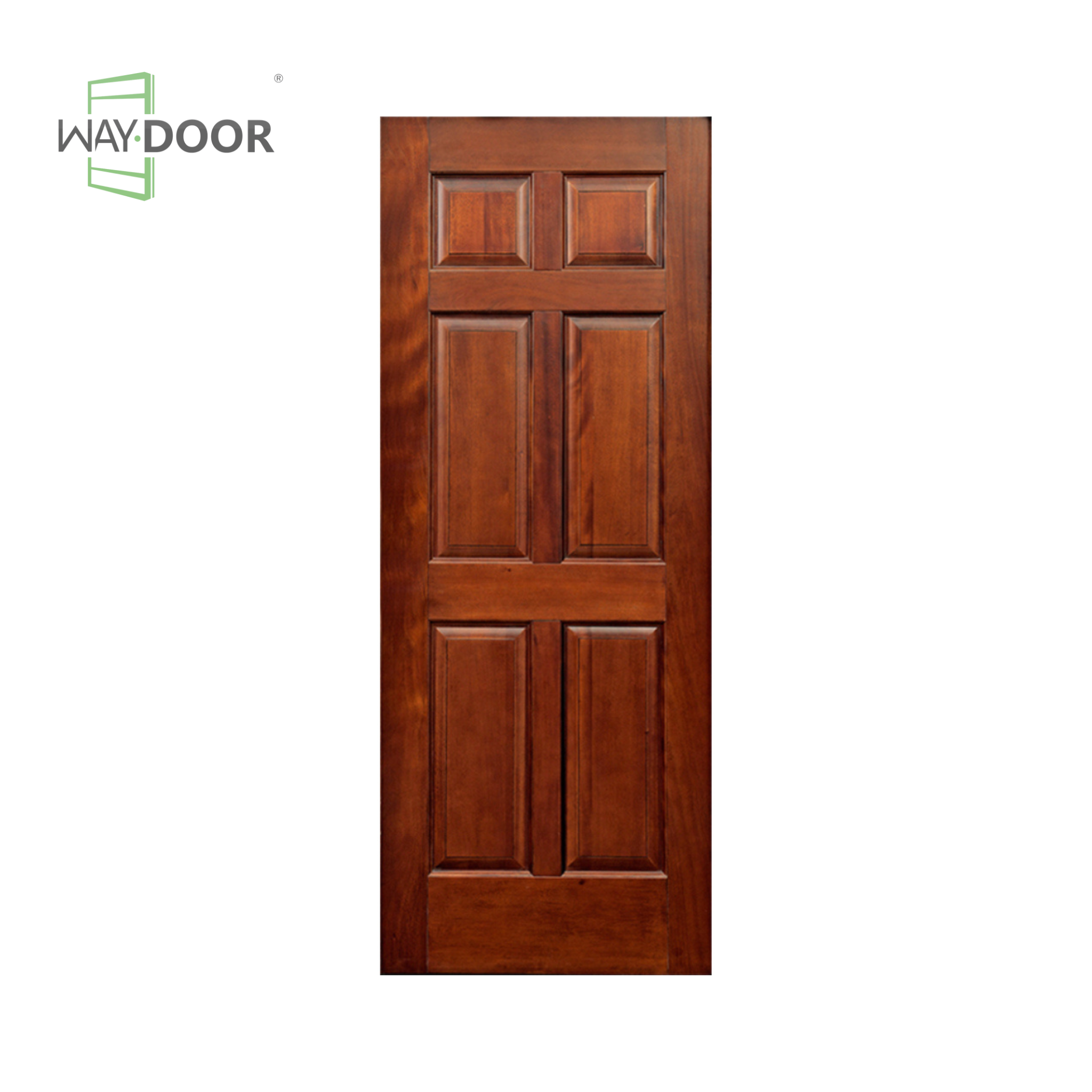 Mid-Century Mahogany 6-Panel Hinged Interior Door
