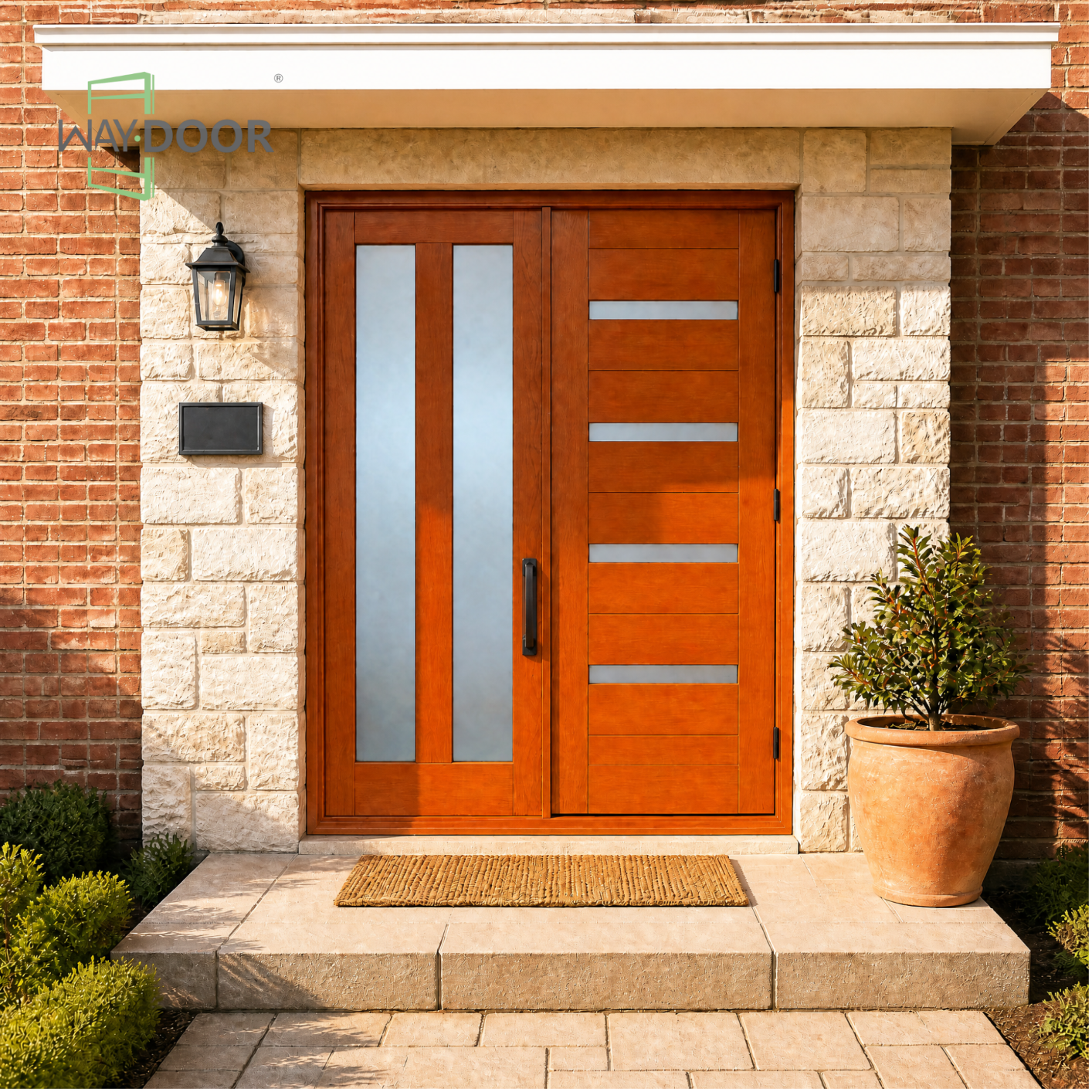 Mid-Century Modern Solid Wood Hinged Entry Door