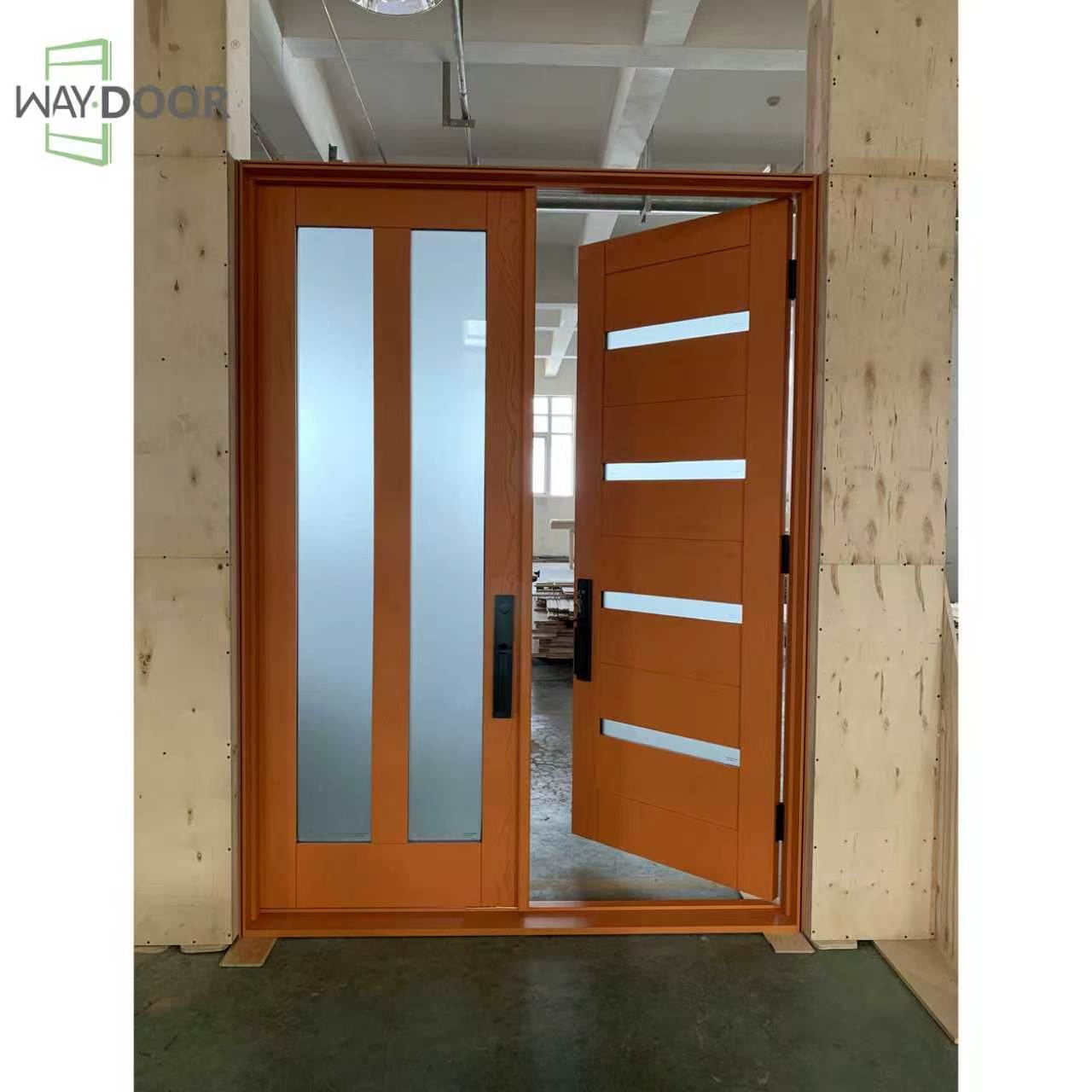 Mid-Century Modern Solid Wood Hinged Entry Door