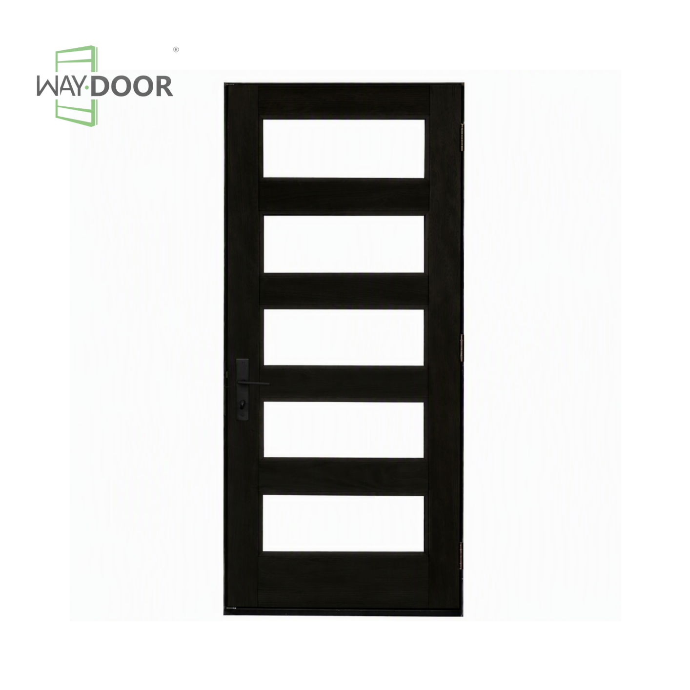 Modern 5‑Lite Horizontal Solid Wood Entry Door